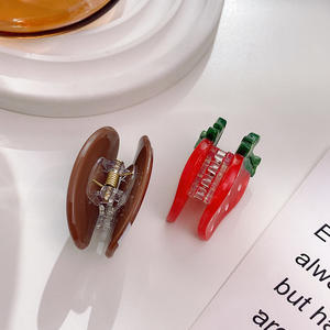 批发时尚风格水果设计定制形状醋酸发夹<span class=keywords><strong>2</strong></span>-3厘米迷你可爱水果和球发爪儿童桃子 - Product Image 5