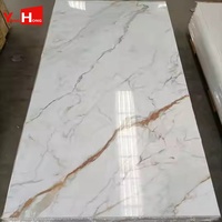 Panneaux muraux en PVC 3D effet marbre, imperméables, ignifuges, écologiques, pour cuisine, revêtement UV, 3 mm