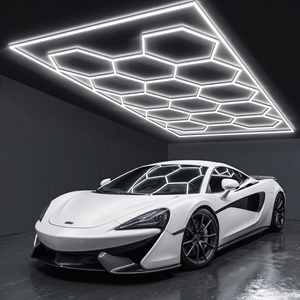 6000K Hexagonal <b>LED</b> Garage Ceiling <b>Lights</b> 110V 220V DIY Easy Setup Work <b>Light</b> Bar for Car Wash Detailing <b>Shop</b> Studio Use - Product Image 1