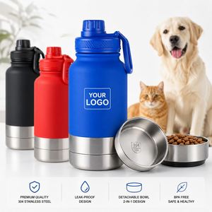 Bouteille d'eau portable pour chien en gros avec gamelles amovibles pour nourriture, idéale pour les voyages en extérieur, pour chat et chiot, fournitures pour animaux de compagnie - Product Image 2