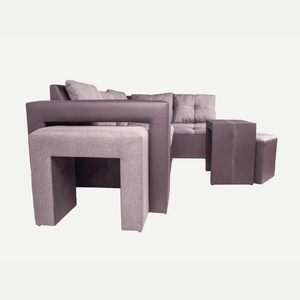Dareko moderno divano componibile componibile Set 5 pezzi include petto (grigio) tessuto spugna riempimento per un piccolo spazio contemporaneo - Product Image 3