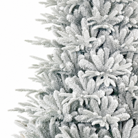 Sapin de Noël Artificiel Entièrement Floqué 1,8m 2,1m 2,4m, Effet Neige Abondante, Blanc, avec Support Métallique Robuste pour Événements Festifs