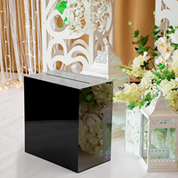 Boîte à cartes de mariage en acrylique noir support de tirelire bricolage clair pour la fête d'anniversaire d'anniversaire de réception de mariage