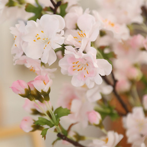 Artificial Cherry Blossom Branches <b>Plastic</b> Silk Flowers Single Piece Porcelain Vase Wedding Home Decor Living Room <b>Table</b> - Product Image 4