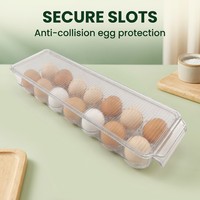 Boîte de rangement pour œufs, 14 œufs, empilable, sans BPA, en PET, design moderne, organisateur de réfrigérateur, compartiments individuels, option couvercle