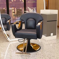 Chaise de barbier en métal antique avec équipement de salon de coiffure en cuir véritable Application d'atelier de salon de coiffure de meubles