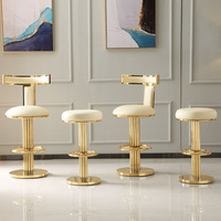 Barhocker Gold Style Edelstahl Messing Vintage Bar Möbel Bar Stuhl Gewerbe möbel Modernes Kunstleder