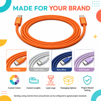 Câble de charge rapide USB Type-C vers Type-C OEM 60W, connecteur en alliage d'aluminium ultra-fin de 4,5 mm, blindage en feuille, câble de données tressé en nylon