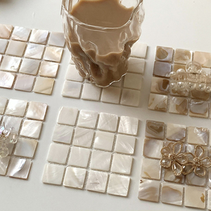 Sous-verre carré en nacre naturelle Mosaic Tile Shell Wallpaper Home Table Decor Set <span class=keywords><strong>de</strong></span> table Photo Props Jewelry Display Mat - Product Image 5