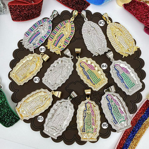 CZ9322 Nuevo Colgante <span class=keywords><strong>de</strong></span> Oro y Plata con la Virgen <span class=keywords><strong>de</strong></span> <span class=keywords><strong>Guadalupe</strong></span>, Medalla <span class=keywords><strong>de</strong></span> <span class=keywords><strong>Guadalupe</strong></span>, Collar Religioso con la Virgen María, Regalo Católico - Product Image 2