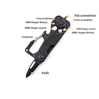 Couteau multifonction promotionnel, porte-clés, acier inoxydable, gadget EDC, pliable, pour le camping, avec lumière LED
