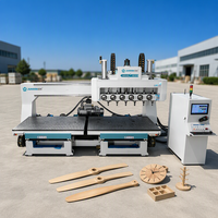 Centre d'usinage CNC 4 axes JR-2013-6T+2 pour composants de meubles en bois massif et usinage sur mesure de pales de ventilateur en bois
