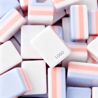 Jeu de Mahjong Américain de Luxe Moderne 160 Pièces en Acrylique Superposé Pastel Lavande Pêche avec Tuiles Florales et Joker Singe pour le Divertissement