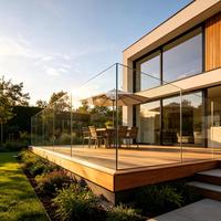 Balustrade de balcon en verre double film mince BIPV avec pince de base en U pour extérieur 320W 1200x1600mm