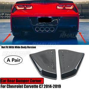 <b>For</b> Chevrolet Corvette C7 2014-2019 <b>Car</b> Rear Bumper Corner Side <b>Diffusers</b> Splitter Spoiler Glossy Black Carbon Fiber Look 2 Pcs - Product Image 1