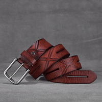 Ceinture pour homme WIZNEERK, style coréen vintage, en cuir de vache véritable, boucle à ardillon en alliage, moulage monobloc, largeur 3,8 cm, durable