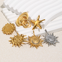 Dreamidea Pendentif DIY à la mode européenne et américaine, en acier inoxydable plaqué or 18 carats, accessoires de pendentif lune et soleil