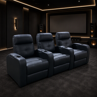 Fauteuil de Massage 3+2 Places avec Coutures Diamantées, Mobilier de Cinéma Maison, Chaises Inclinables en Cuir Véritable, Canapé Relaxation Électrique