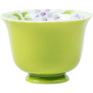 New Chinese Style Porcelain <b>Teacup</b> Grass Green Hand Painted Grapes Small Stem Lace Edged Master Cup For Afternoon Tea - Product Image 5