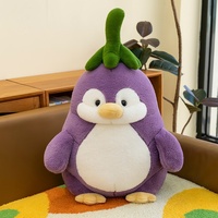Peluche Petit Pingouin Aubergine, Jouet de Confort pour Dormir, Poupée Décorative, Remplissage en Coton PP