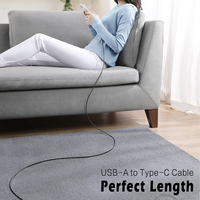 1M Nylon Tressé USB-C Type C Câble Noir 3A Charge Rapide pour Appareils Android Voitures Ordinateurs