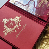Suite d'invitations de mariage de luxe en velours, invitations de mariage pliées sur mesure en acrylique avec dorure à chaud, carte RSVP et carte QR pour remise de diplôme et anniversaire