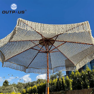 Parasol de jardin en <span class=keywords><strong>bois</strong></span> de luxe personnalisé, 2,4 m, avec franges en corde de coton, pour piscine, décoration de patio, grand parasol - Product Image 4