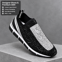 Chaussures de luxe pour hommes et femmes, haute qualité, noires et argentées, avec strass, chaussures de marche scintillantes, baskets en cristal, neuves