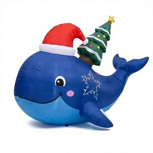 Décorations gonflables de Noël en forme de dauphin, orca et baleine avec éclairage LED pour extérieur, prix d'usine, pour une présentation festive - Product Image 1