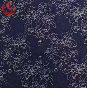 Органическая тканая ткань из окрашенной пряжи с узором «Процветающие цветы», экологичная, водонепроницаемая, джинсовая, 80% хлопок, 20% полиэстер, эластичная, ширина 180 см - Product Image 2