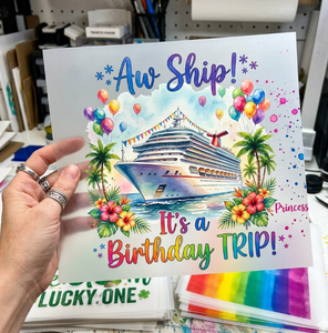 Película de Transferencia DTF al por Mayor con Diseño de Letras Arcoíris y Palmeras para Prensa Térmica, Ideal para Cumpleaños, Cruceros y Viajes de Lujo - Product Image 1