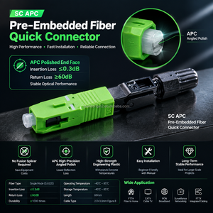 ตัวเชื่อมต่อไฟเบอร์ออปติกแบบเร็วชนิด SC APC แบบฝังสำเร็จรูป FTTH ตัวเชื่อมต่อแบบเย็นชนิด Single Mode SC APC สำหรับประกอบอย่างรวดเร็วสำหรับเครือข่าย CATV - Product Image 2