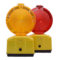 Feu de signalisation routière solaire LED JLD-51 ambre en plastique, haute intensité, réflecteur prismatique, étanche IP65, à montage au sol