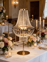 Accessoires de mariage, lustre en métal doré à changement de couleur, cristal, centre de table de mariage, centre de table pour mariage