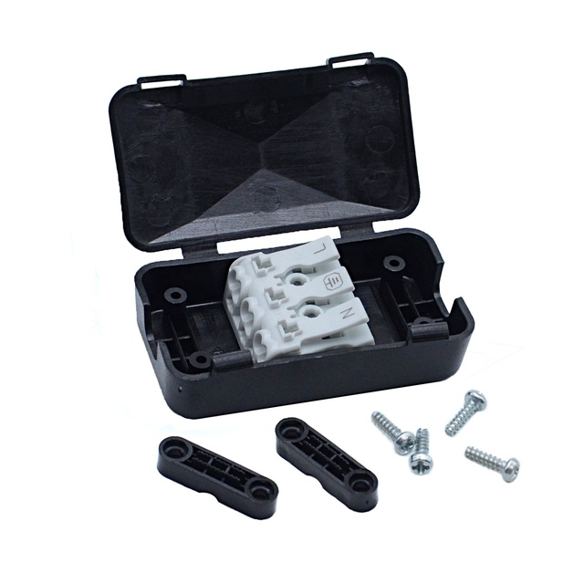 Longran Screw-free 3-position Environmentally Friendly Flame-retardant PP ROHS Certified Black/White Junction Box 65x35x24mm