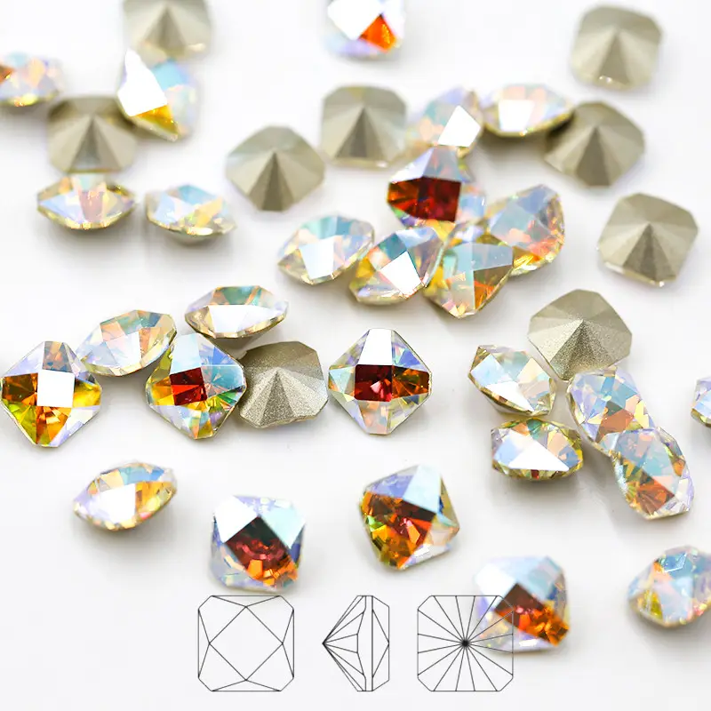 باسو سيكو بالجملة مربع المعجلات الكاليدوسكوب K9 الزجاج الماس السائب الأحجار الزجاجية للمجوهرات DIY
