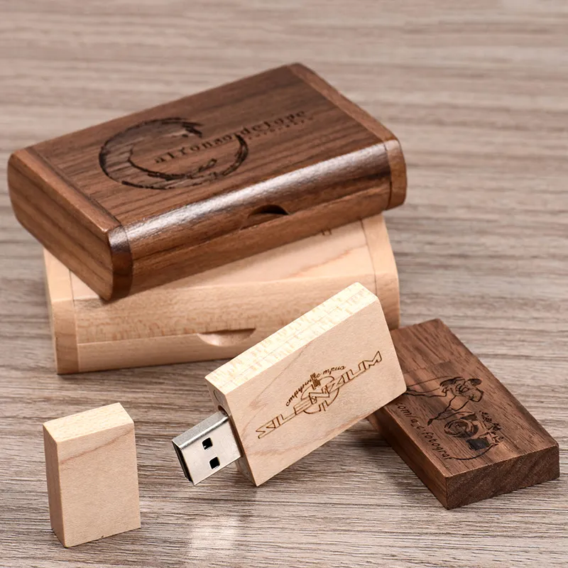 bamboo flashdisk customize logo 16gb 32gb 128gb and wooden gift box gift usb memory stick usb flash drive