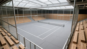 <span class=keywords><strong>Terrain</strong></span> <span class=keywords><strong>de</strong></span> sport panoramique intérieur/extérieur en verre pour pickleball, <span class=keywords><strong>padel</strong></span> et tennis avec tapis <span class=keywords><strong>de</strong></span> sol – Vente en gros - Product Image 5