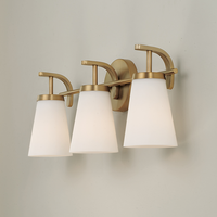 Lámpara de Pared de Estilo Minimalista Moderno, Iluminación Interior, Marco de Latón Envejecido con Cristal Blanco, Lámpara LED para Baño, Hotel, Hogar