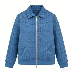 <span class=keywords><strong>Veste</strong></span> en tweed pour femmes grandes tailles avec fermeture éclair sur le devant et col à revers - Product Image 6