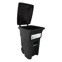 Poubelle mobile en plastique de 240 litres, noire, avec roulettes et couvercle intégré, stabilisée aux UV, pour extérieur