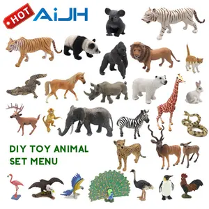 AiJH Wholesale Custom Solid PVC Wild Animals Learning Zoo Animals DIY Figures Lifelike All Kinds Animal Toys Models