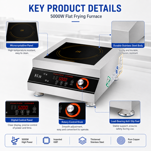 Placa de Inducción Comercial de 5000W, Placa Calefactora Eléctrica de Acero Inoxidable con Control Giratorio para Cocina de Restaurante - Product Image 3