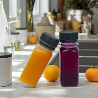 Bouteille carrée de haute qualité de 60 ml 120ml 2oz 4oz de jus de fruits boisson en plastique PET 60 ml pousse de gingembre