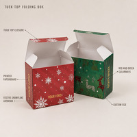 Boîte cadeau de Noël en carton avec impression personnalisée pour bonbons, bijoux, coffret cadeau, avec couvercle rabattable, rouge et vert, taille personnalisée, vente en gros, directement de l'usine