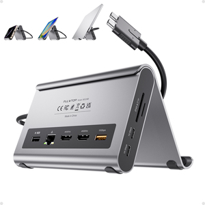 PULWTOP USB C Docking <strong>Station</strong> Stand <strong>Laptop</strong> <strong>Dock</strong> with 2 HDMI, PD, Ethernet, USB A/C 10Gbps for MacBook Pro/Air M3 Pro/M4 - Product Image 1