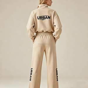 Conjunto Deportivo Urbano de Dos Piezas para <span class=keywords><strong>Mujer</strong></span>, Invierno, Informal, Tejido, con Logotipo Personalizado, OEM ODM, Sudadera y Pantalones - Product Image 2