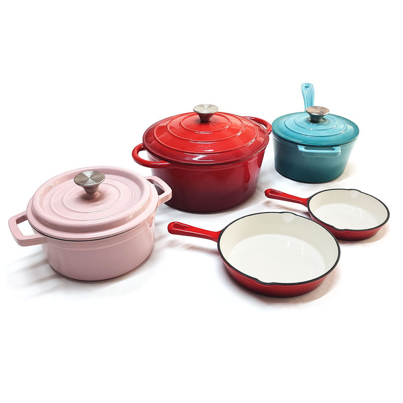 Minimalist Design Home Kitchen Cast Iron Cookware Set Eco-Friendly Enamel Coated Non-Stick Pots And Pans Casseroles · image 5