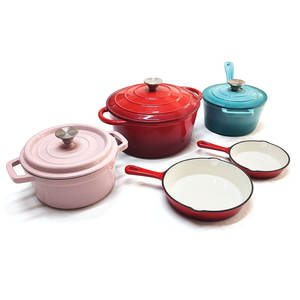 <span class=keywords><strong>Set</strong></span> di Pentole in Ghisa dal Design Minimalista per la Cucina di Casa Eco-Friendly con Rivestimento Smaltato Antiaderente Padelle e Casseruole - Product Image 5