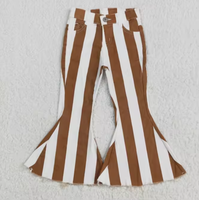 Pantalon en jean pour bébé fille style occidental, à rayures colorées et coupe cloche, vente en gros